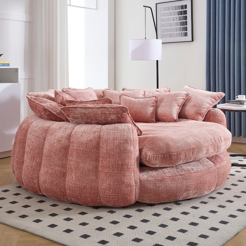 Comfortable Oversized Double Loaf High Back Round Sofa Bed with Armrests