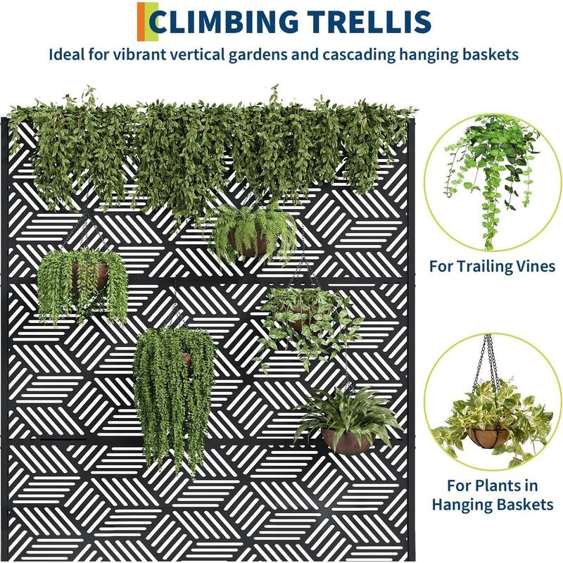 Metal Privacy Screen Planter Box, Raised Garden Bed for Climbing Plants, Veggies, Parallel Style