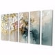 preview thumbnail 4 of 12, Designart - Gold Floral Brushstroke Abstract Painting - Flowers Canvas Wall Art Set - Oversized Traditional Wall Decor