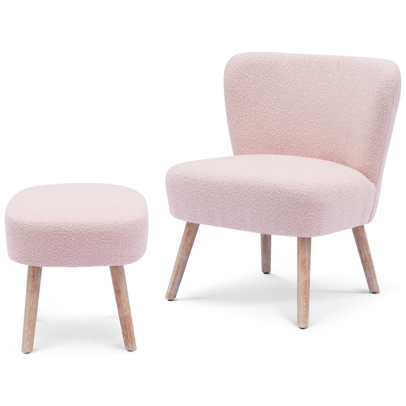 Boucle Polyester Upholstered Living Room Set - Stain Resistant (2-Piece Set)