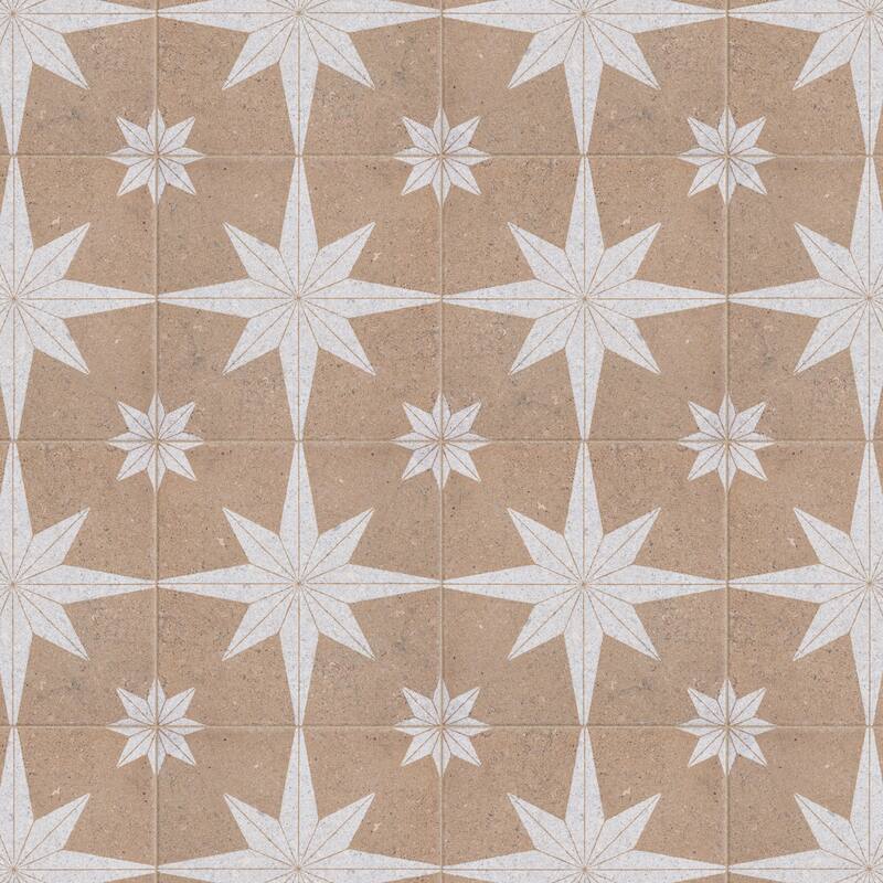 Merola Tile Compass Star Sand Stone 8" x 8" Porcelain Floor and Wall Tile