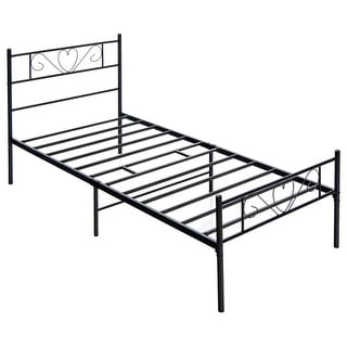 Twin XL Metal Bed Frame with Heart-shaped Headboard