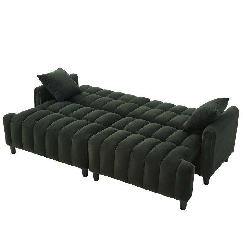 Futon Couch Sofa Bed with Pillows, Convertible Sleeper Sofa with Adjustable Backrest, Loveseat Sleeper Daybed