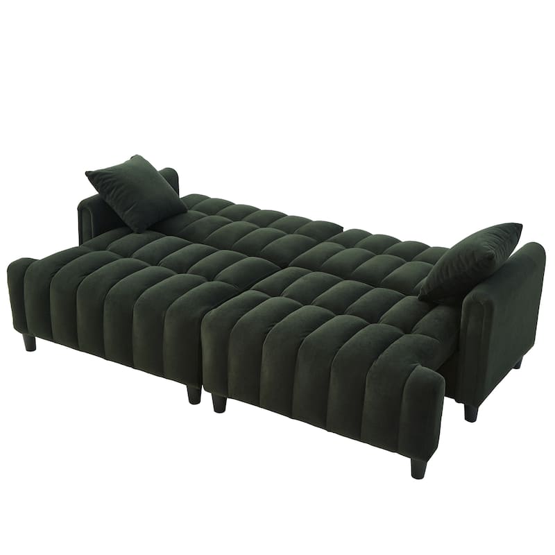 Futon Loveseat Couch Convertible into Sleeper Sofa Bed with Hidden Storage and Adjustable Backrest, Modern Loveseat Sleeper