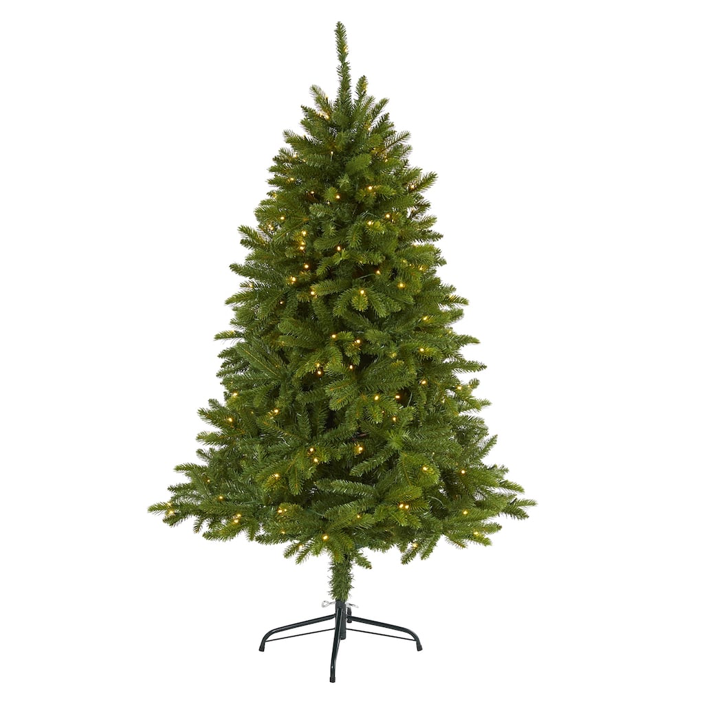 5ft Prelit Artificial Christmas Tree - Green Spruce Look, 813 Tips, 200 Lights, Tree Stand Included - 50