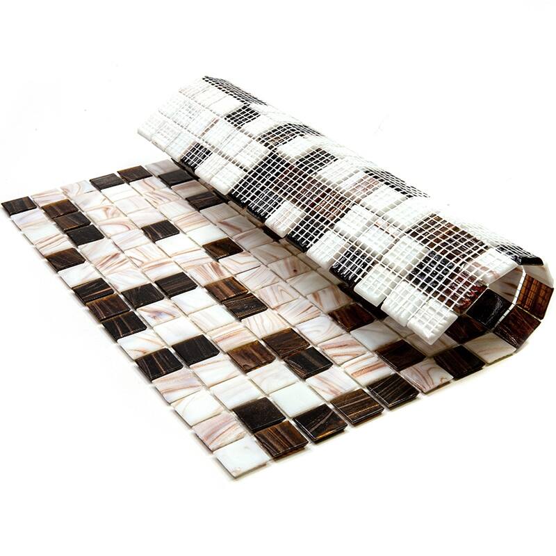 Apollo tile 12" x 12" Mingles Glossy Beige Brown Glass Tile (20 sq ft/case) - 20 Pack