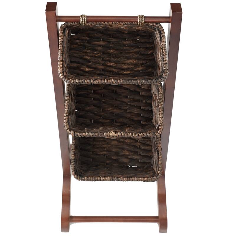 3Tier Floor Stand with Hyacinth Storage Basket Bins