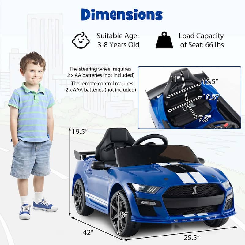 Gymax 12V Kids Ride on Car Licensed Ford Mustang Shelby GT500 w/