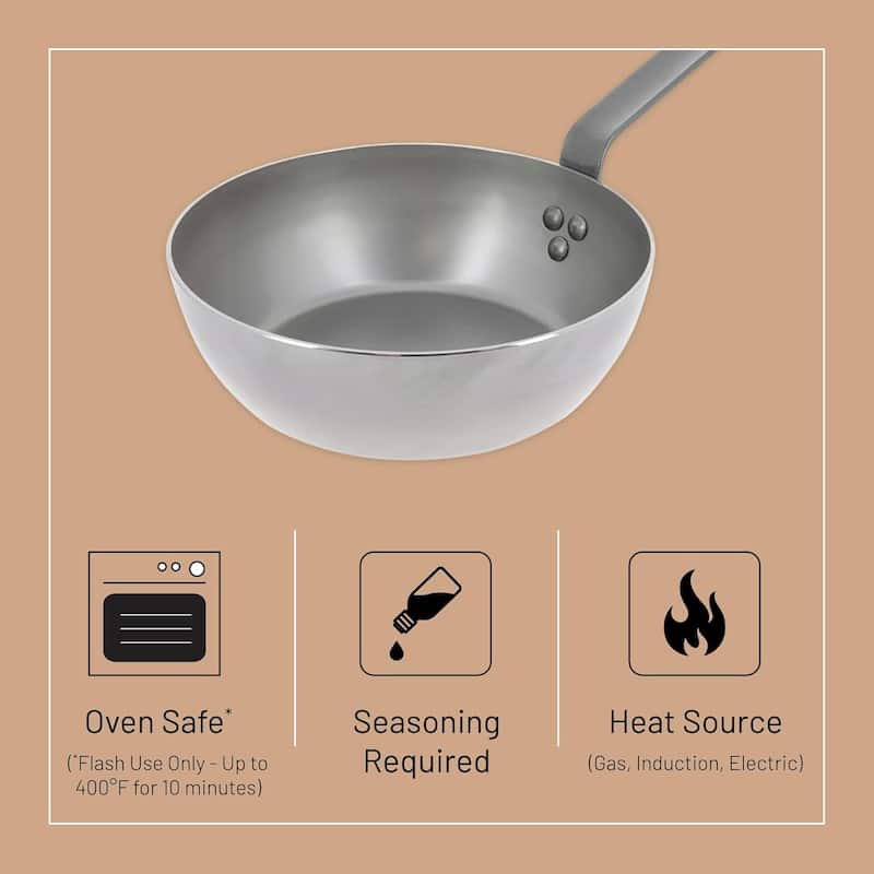 5614.28 Mineral B Round Country Chef Carbon Steel Fry Pan, 11-Inches
