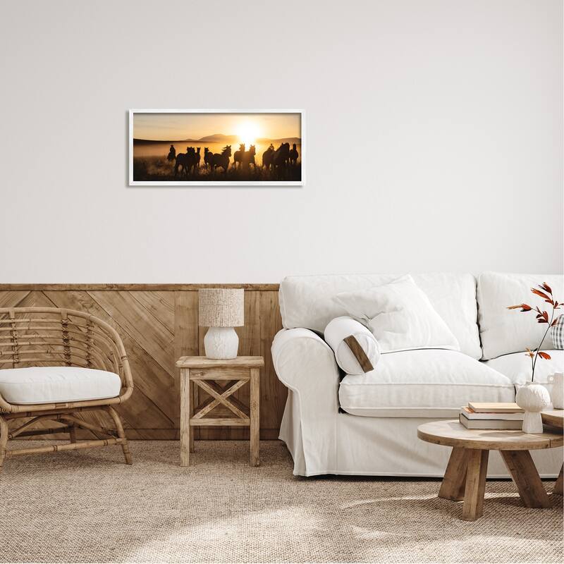 Stupell Sunlit Cowboys & Horses Framed Giclee Art Design by PBurchettePhoto