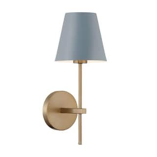Xavier 1 Light Vibrant Gold + Blue Sconce - 6"W x 15"H x 7"D