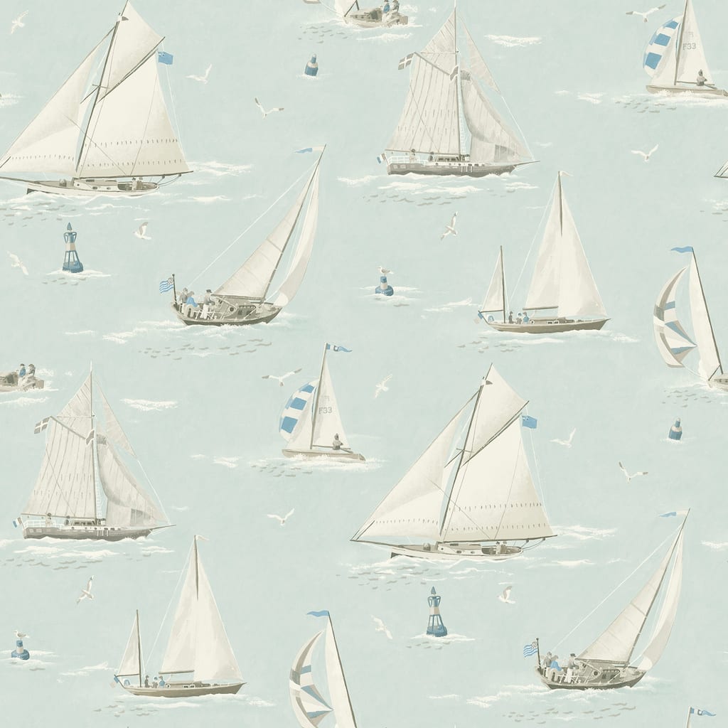 Chesapeake Leeward Aqua Sailboat Wallpaper