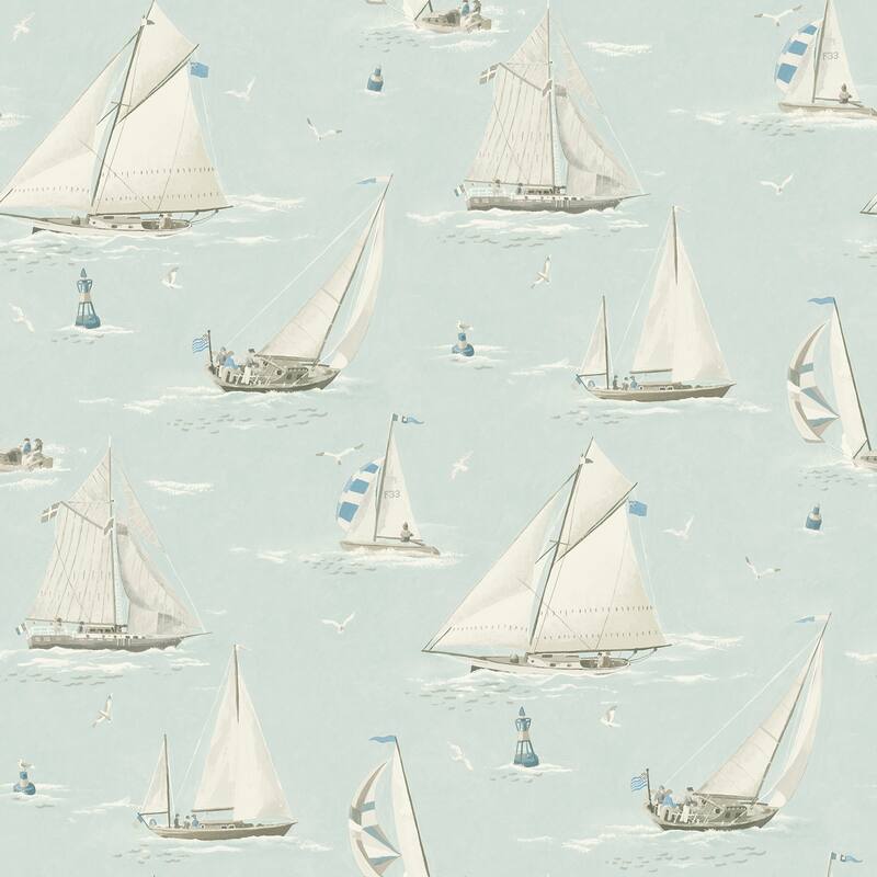 Chesapeake Leeward Aqua Sailboat Wallpaper