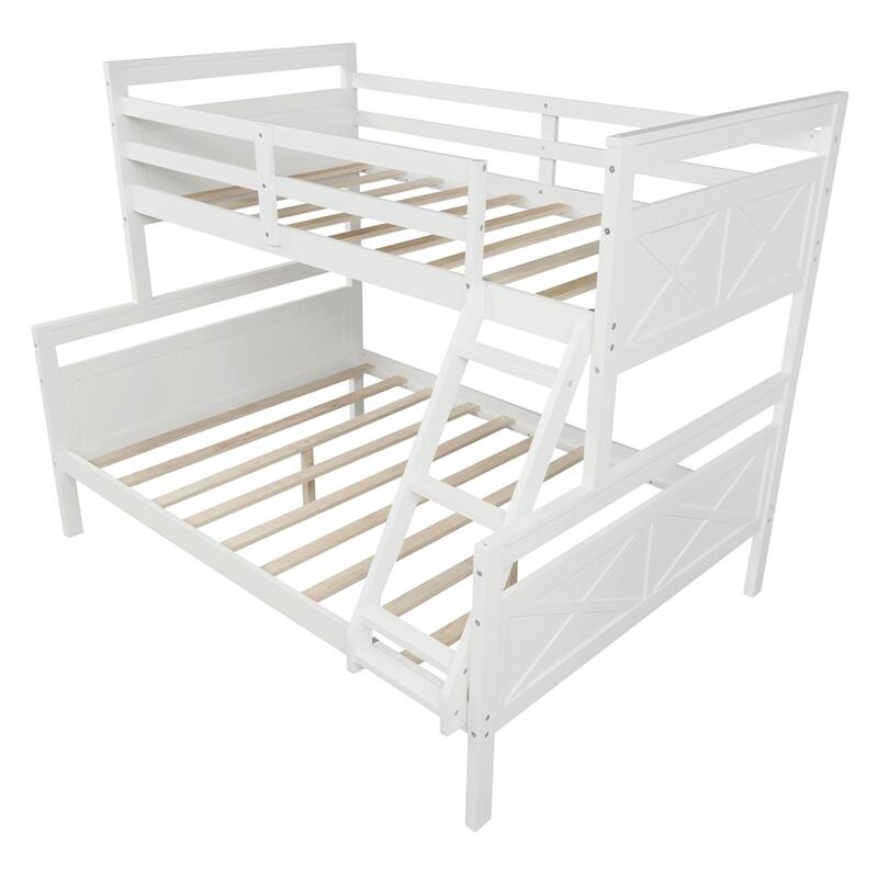 Twin over Full Bunk Bed with ladder, Safety Guardrail, Perfect for Bedroom