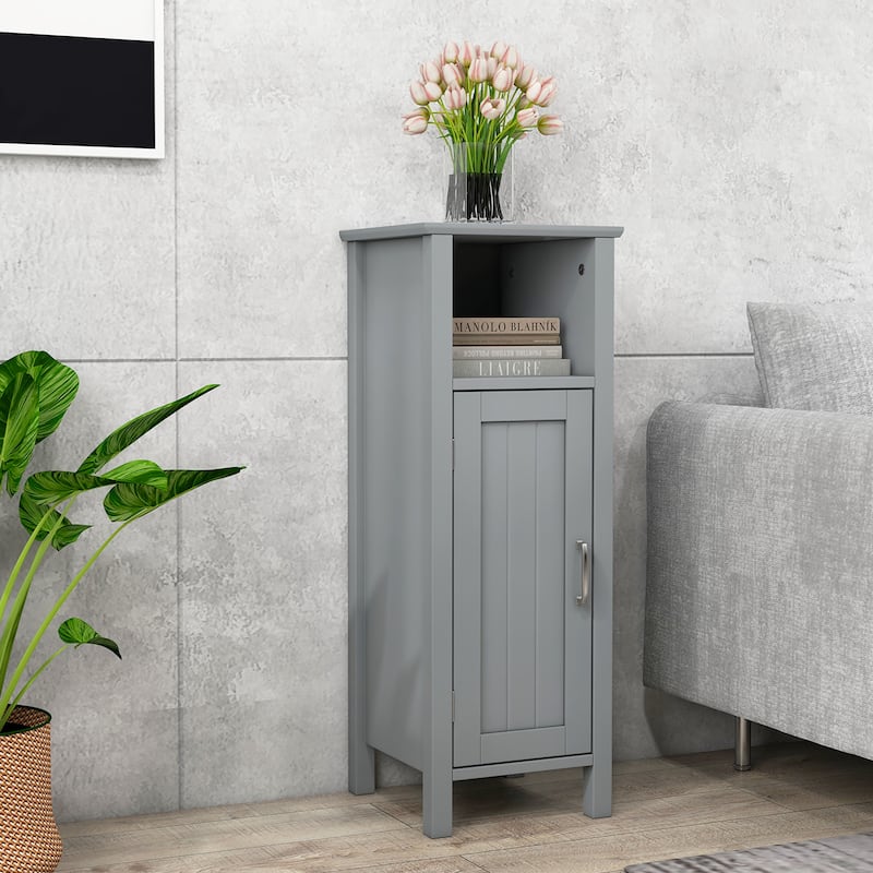 Gymax Bathroom Storage Organizer Narrow Floor Cabinet w/ 2-Tier