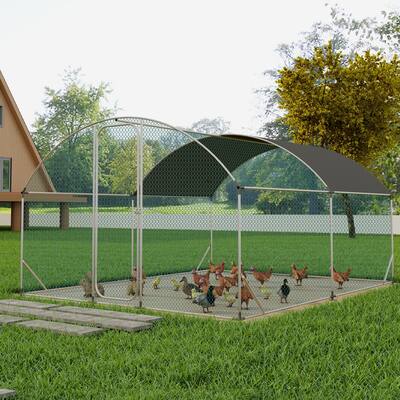 Large Metal Chicken Coop with Run, Walkin Chicken Coop with Waterproof Cover