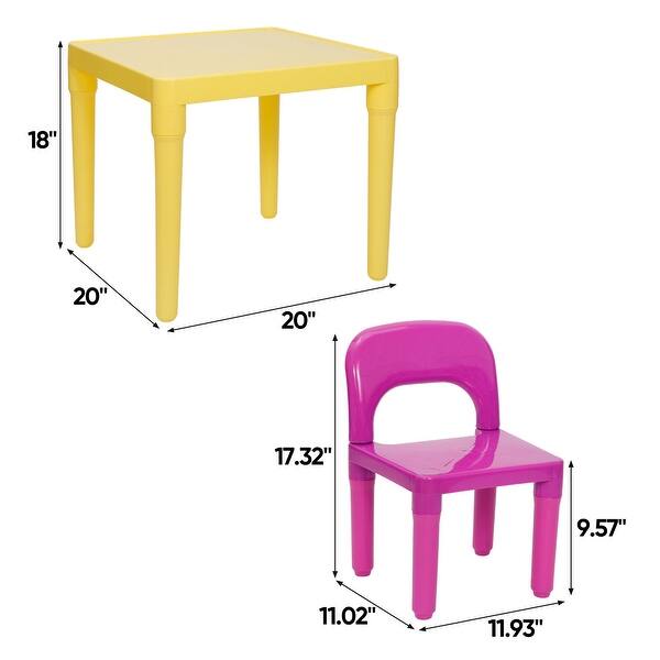 Kids Activity Table and Chair Plastic 4 Set Yellow Table Primary Chairs