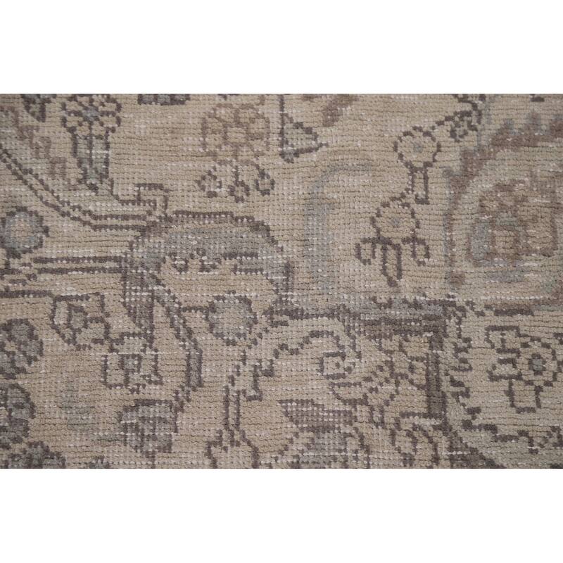 Hand Knotted Oriental 100% Wool Carpet Traditional Floral Beige & Ivories Tabriz Area Rug - 9' 3'' X 6' 4''