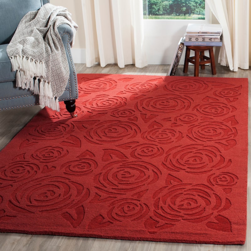 Martha Stewart by SAFAVIEH, Block Print Rose Handmade Wool Area Rug - 9' x 12' - Vermillion