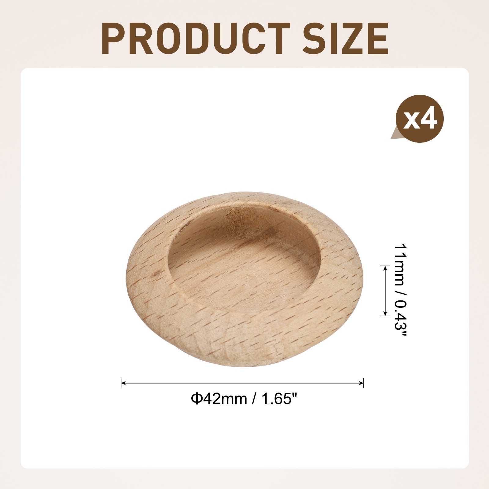 Wood Recessed Concealed Handle Door Pulls Round - 1.65"x1.65"x0.43"