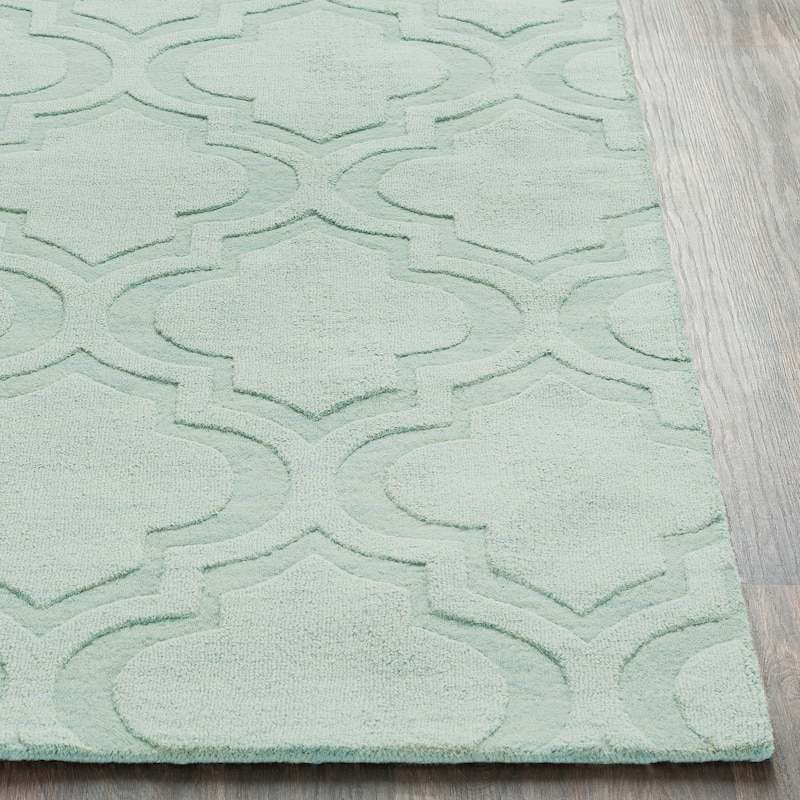 Hand-Woven Ali Tone-on-Tone Moroccan Trellis Wool Rug (9' x 12')