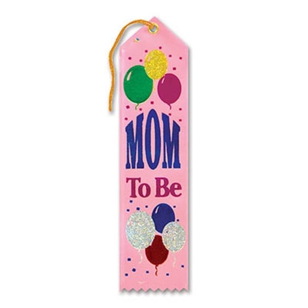 Pack of 6 Pink "Mom To Be Award" School Award Ribbon Bookmarks 8" - N/A