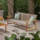Hampton Outdoor Wood and Wicker Sofa by Christopher Knight Home