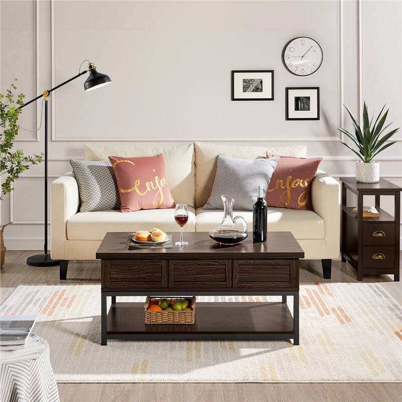 Yaheetech 40" Wooden Lift Top Coffee Table Acent Table w/ Compartments