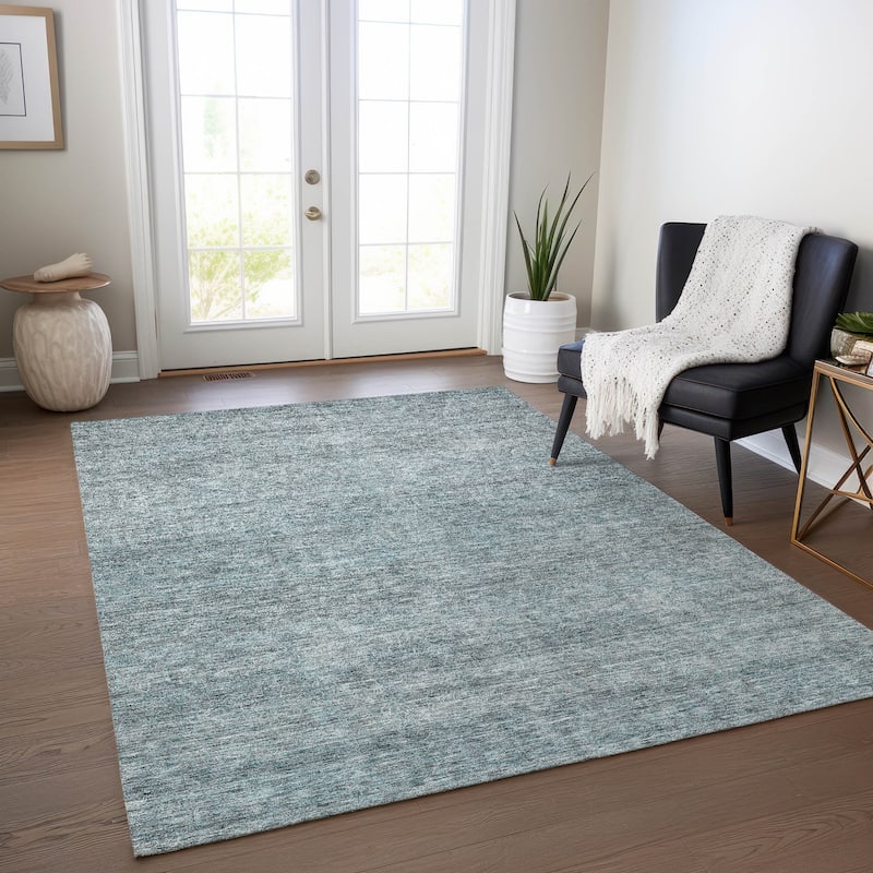 Machine Washable Indoor/ Outdoor Ombre Solid Chantille Rug - Seafoam - 10' x 14'