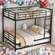 preview thumbnail 1 of 47, Multifunctional Full over Full Metal Bunk Bed With Trundle,Save Space or Split Into 2 Beds Black