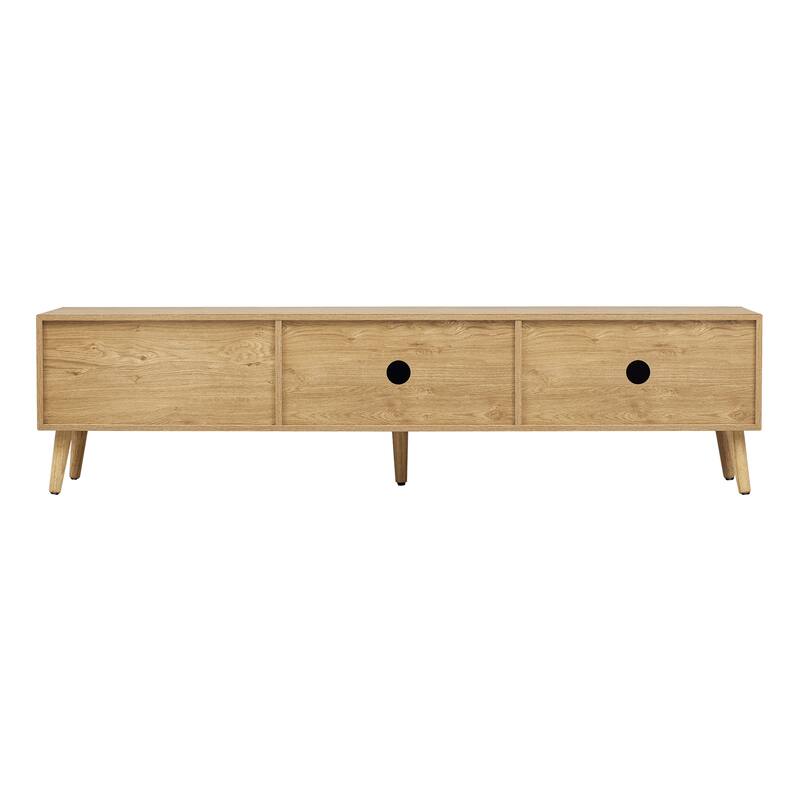 TV Stand for TVs up to 80'' , Modern Farmhouse Media Console, Entertainment Center with Solid Wood Legs
