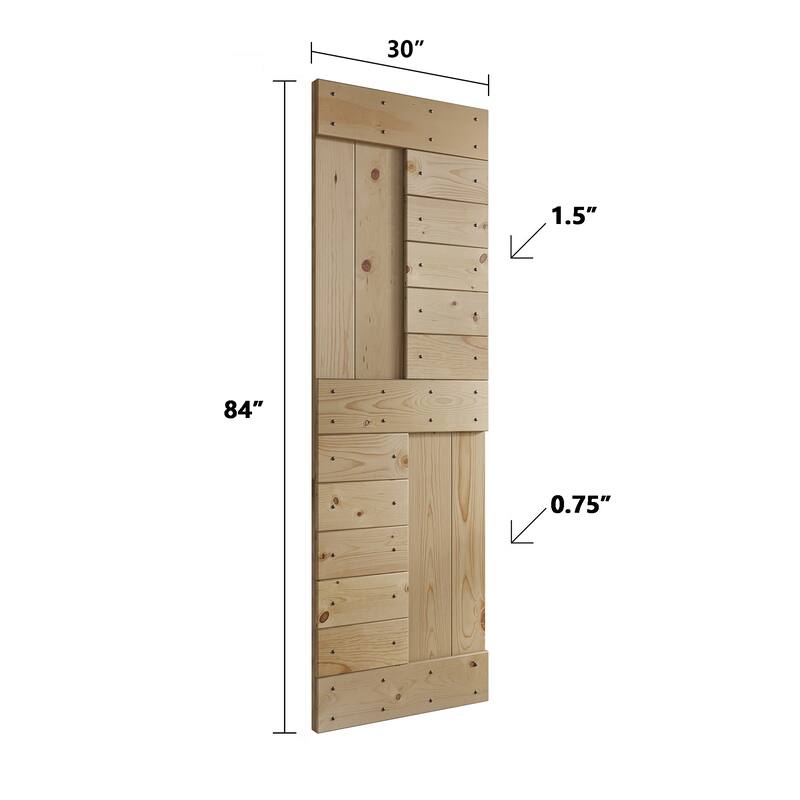 Coast Sequoia 48in/60in/72in/84in x 84in S Series Pine Wood Double Sliding Barn Door With Hardware Kit