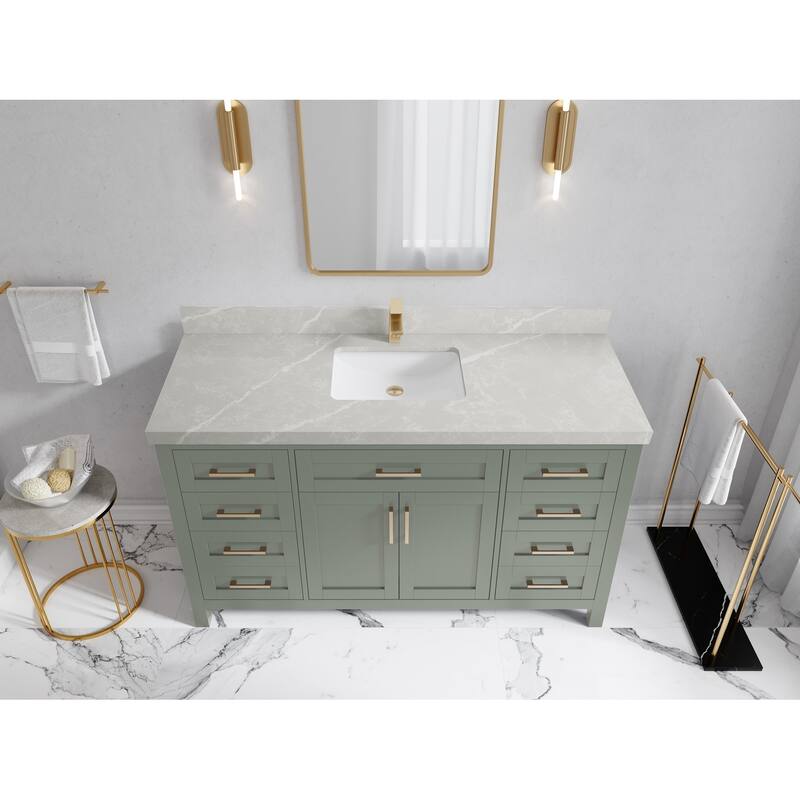 Willow Collections 60 in. W x 22 in. D Cambridge Single Sink Bathroom Vanity with Countertop - 2”Pearl Gray - Evergreen