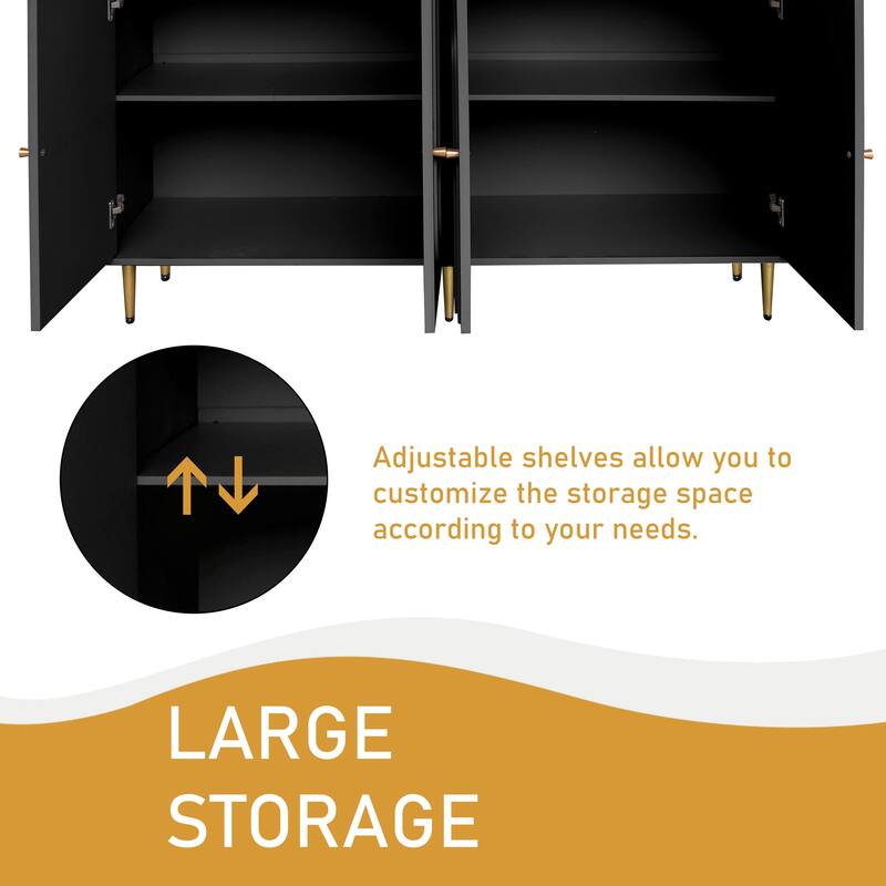 60 Inch Modern Sideboard with 4 doors and Adjustable Shelves