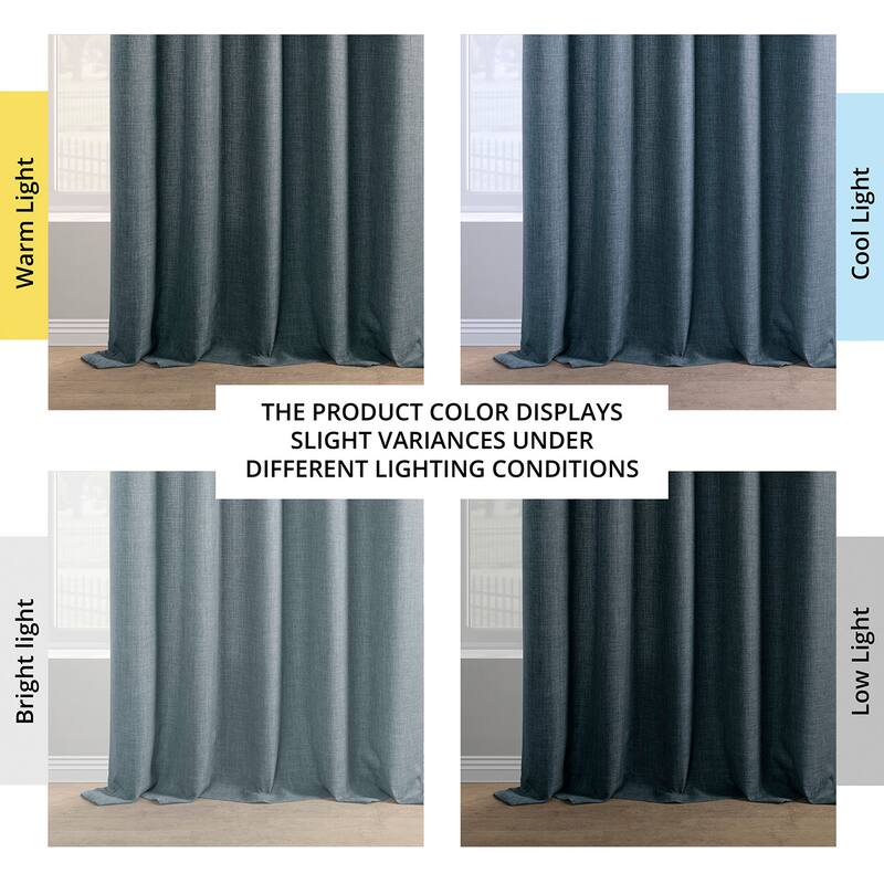 Exclusive Fabrics Italian Faux Linen Room Darkening Curtains for Bedroom & Living Room Curtains - Single Panel Window Curtains