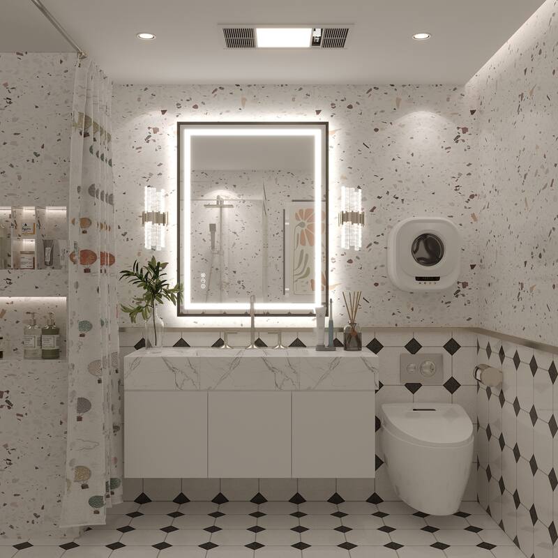 KIOTEE 24V Ultra-Bright LED Bathroom Mirror, Anti-Fog, Tempered Glass