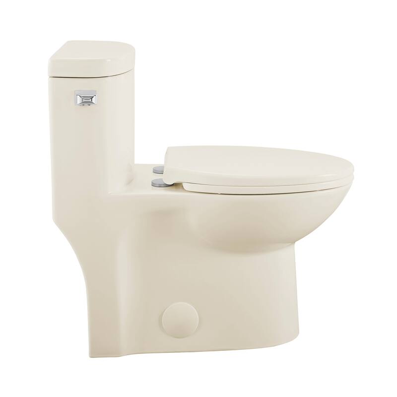 Sublime One Piece Elongated Left Side Flush Handle Toilet In Bisque 1.28 gpf