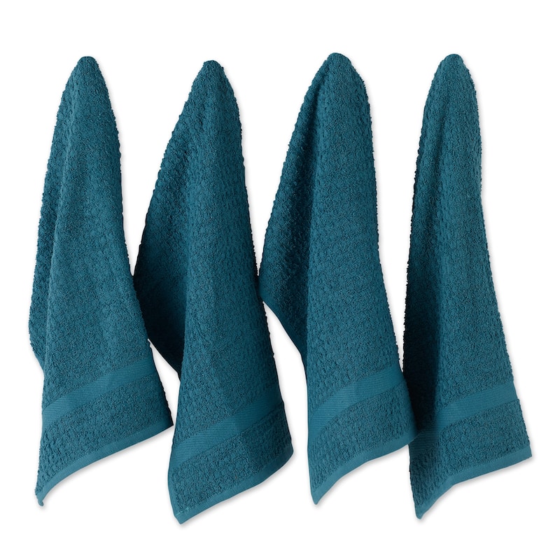 Solid Waffle Terry Dishtowel Set of 4 - Storm Blue
