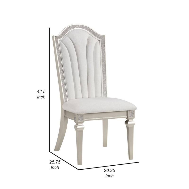 Silver/Ivory Fabric Upholstered Wood Frame Dining Chair, Set of 2, Sturdy Dining Chair for Dining Rooms - 24.6