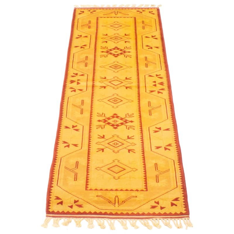 ECARPETGALLERY Hand-knotted Color Transition Gold Wool Rug - 2'8 x 8'4