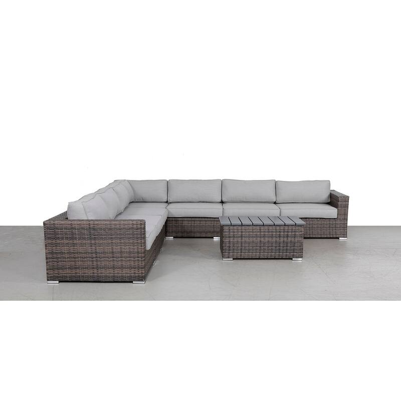 LSI 8 Piece Rattan Sectional Seating Group with Cushions