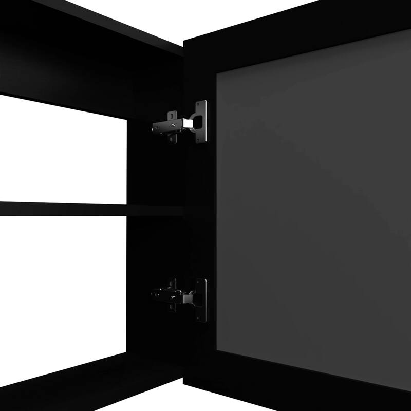 Sleek Black Wall-Mounted Medicine Cabinet with Mirror and Shelves for Bathroom Storage