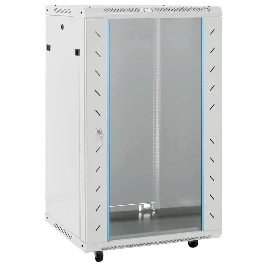 vidaXL 15/18U Network Cabinet 19" IP20 Gray/Black 23.6" x 17.7/23.6" x 33.9/39.4"
