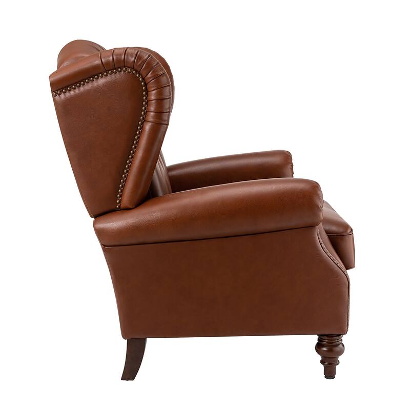 Alex Classic Wingback Leather Armchair with Nailhead Trim Set of 2 by HULALA HOME
