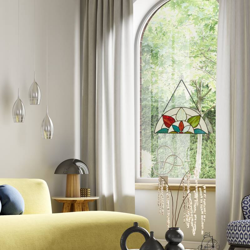 River of Goods 20-Inch Floral Arch Stained Glass Window Panel - 20" x 0.25" x 10"