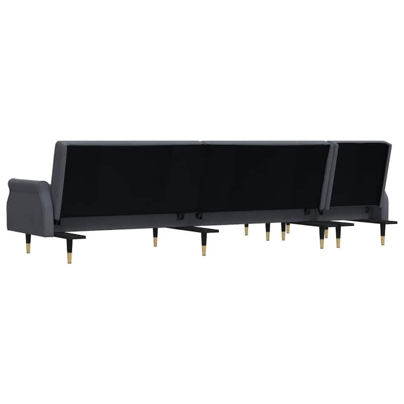 vidaXL L-shaped Sofa Bed Black/Dark Gray 106.7"x55.1"x27.6" Velvet - 106.7" x 55.1" x 27.6"