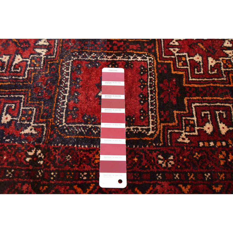 ECARPETGALLERY Hand-knotted Baluch Red Wool Rug - 4'0 x 8'7
