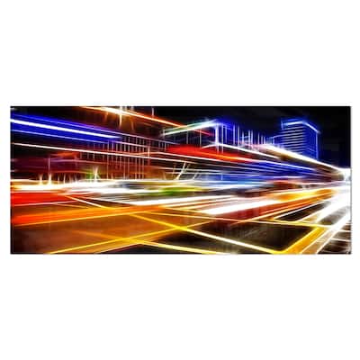 Designart 'High Speed Traffic Trails' Cityscape Digital Art Metal Wall Art