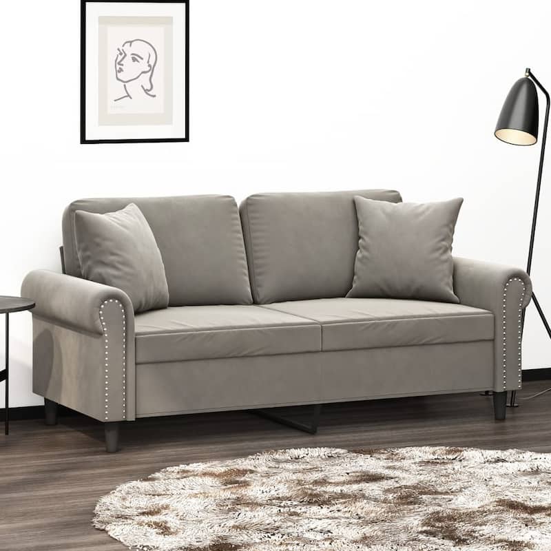 vidaXL Sofa Sectional Couch with Pillows and Cushions for Living Room Velvet - 67.7" x 30.3" x 31.5" - Light gray