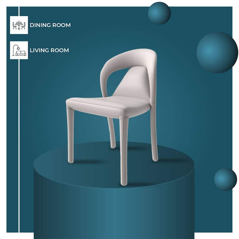 Leather Dining Chairs with Metal Legs Open-Back Design Solace Series Set of 2